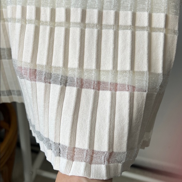 Rare‼️ PH5 SKYES UV REACTIVE Pleated Knit Cream Striped Dress L - Picture 7 of 11